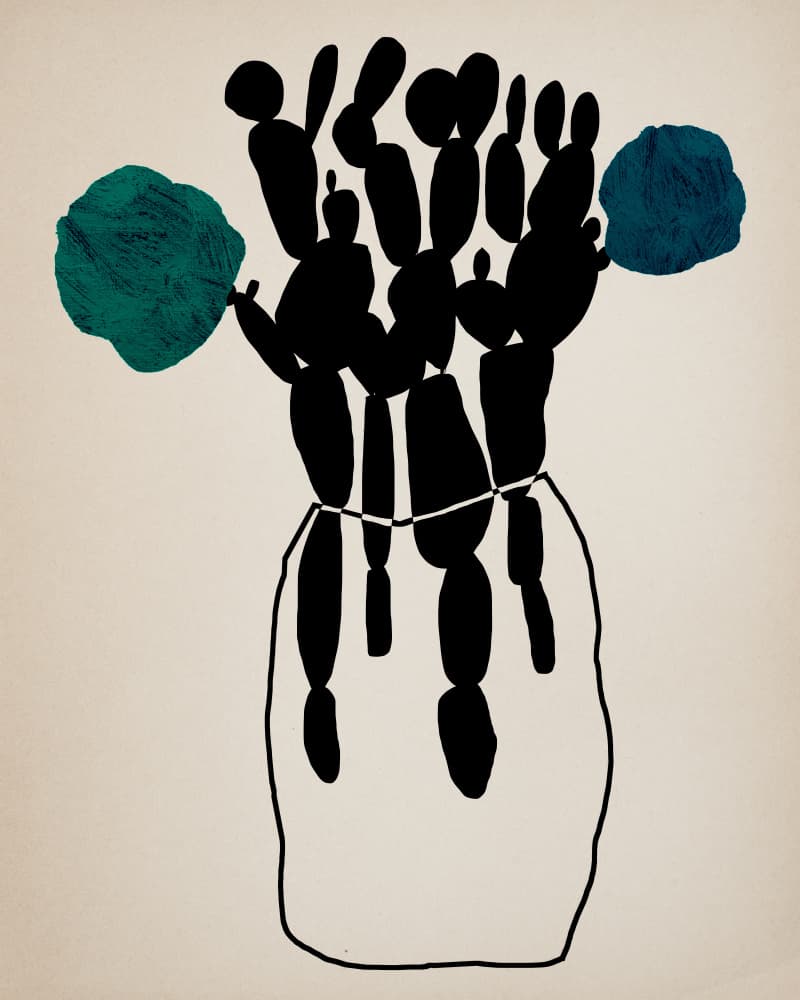 Abstract Potted Cactus by Diana Jahns — canvas wall art