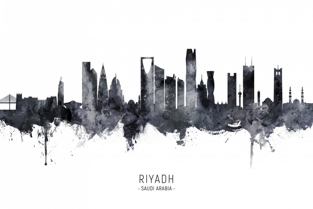 Riyadh Watercolor Skyline by Michael Tompsett — canvas wall art