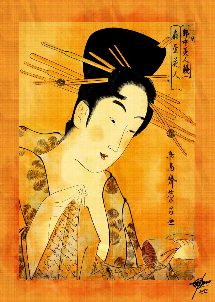 Ukiyo-e Woman Reading by Osvaldo Russo — canvas wall art