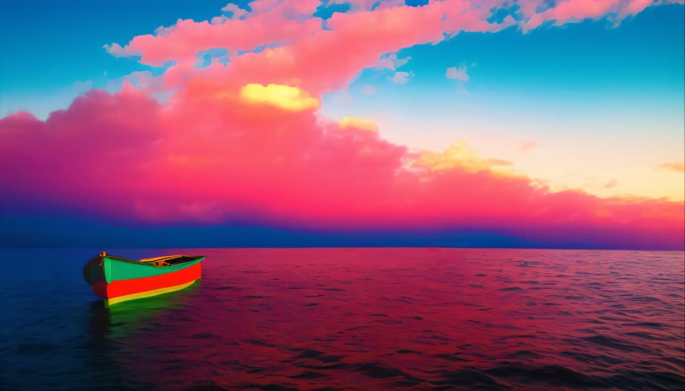 Colorful Sunset Boat by Cicero Spin — canvas wall art