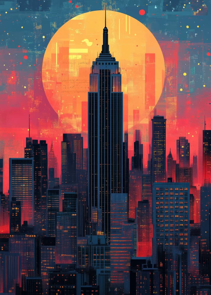 Empire City Sunset by Justyna Jaszke — canvas wall art