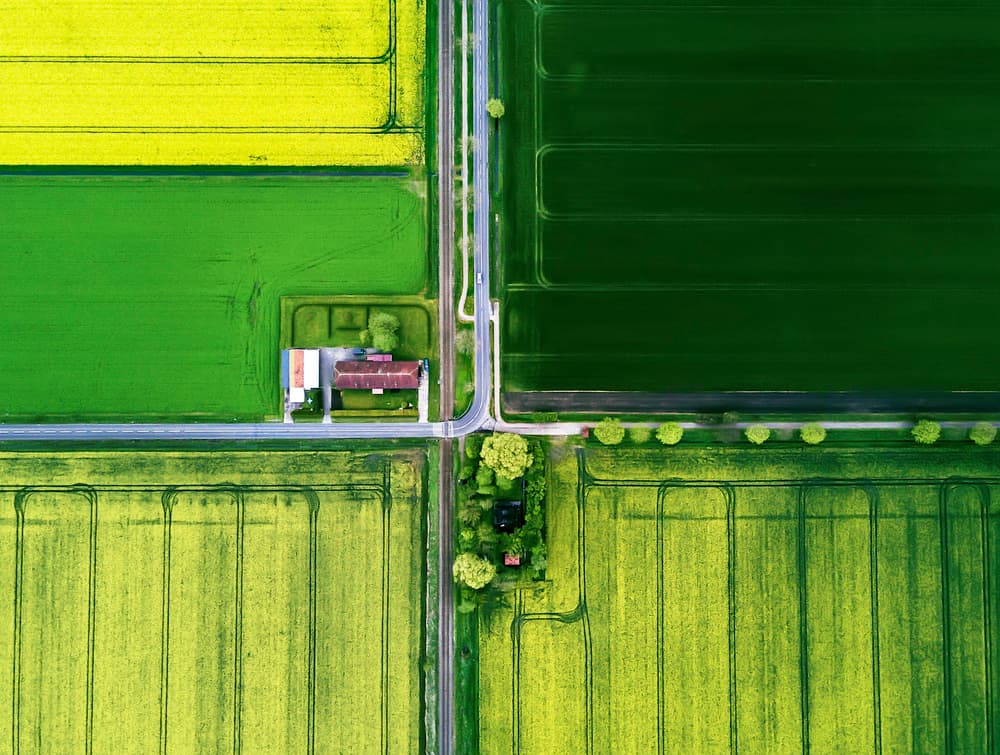 Aerial Farm Crossroads by Zhou Chengzhou — canvas wall art