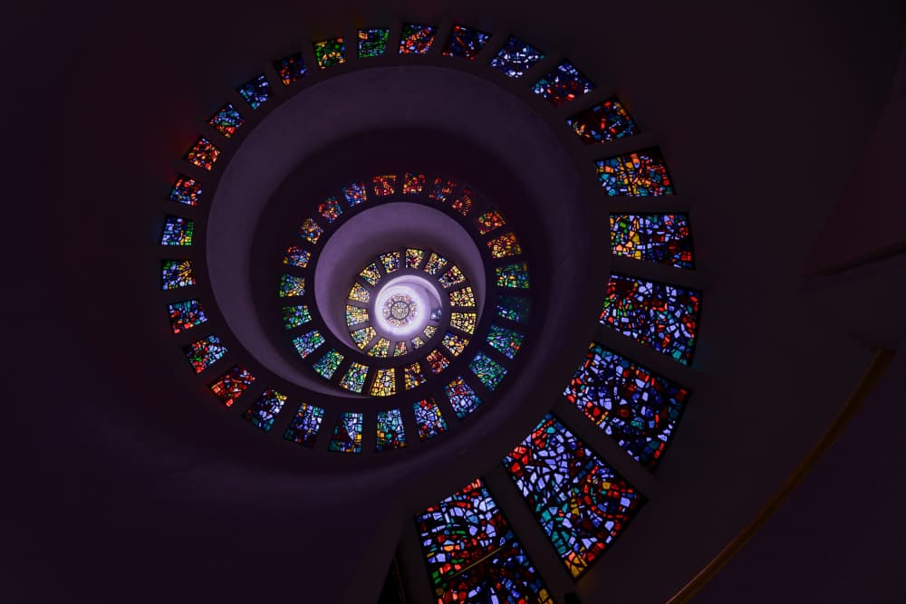 Vibrant Stained Glass Spiral by DonnaHom APA — canvas wall art