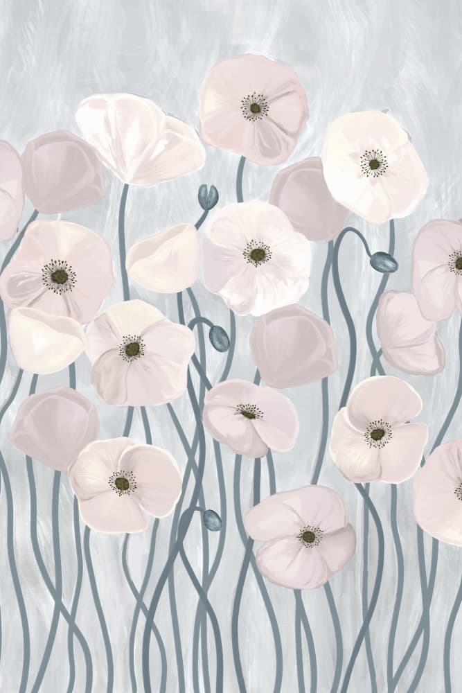 Soft Pink Poppy Field by EMELIEmaria — canvas wall art