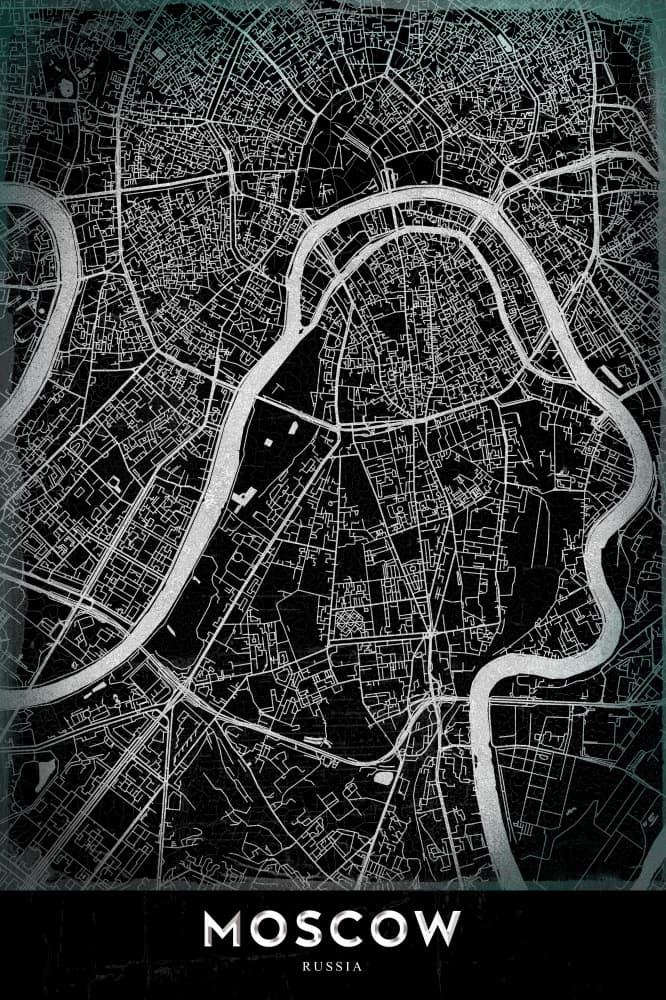Moscow City Map by StudioSix — canvas wall art