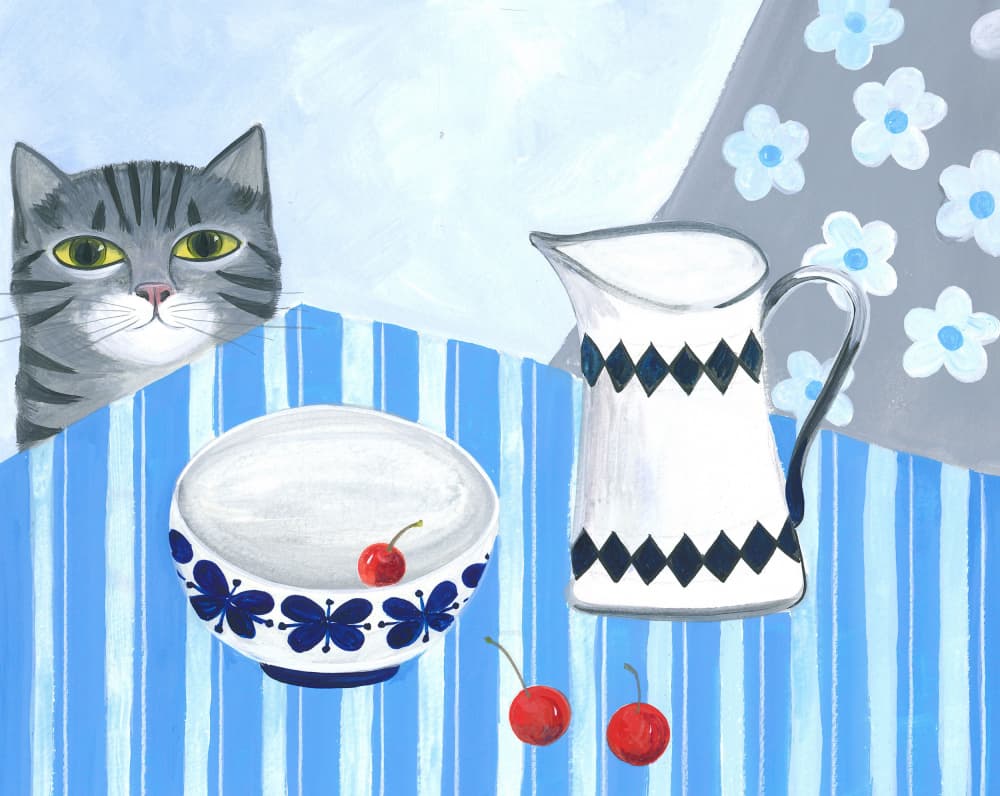 Curious Cat's Table by Isabelle Brent — canvas wall art