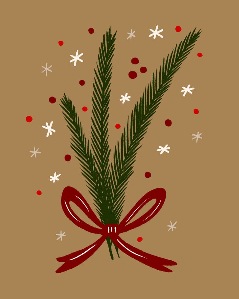 Christmas Sprig with Bow by Angela Minca — canvas wall art