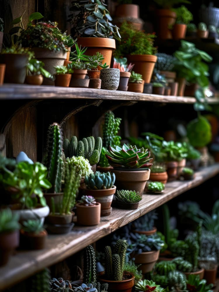 Lush Succulent Shelves by Justyna Jaszke — canvas wall art