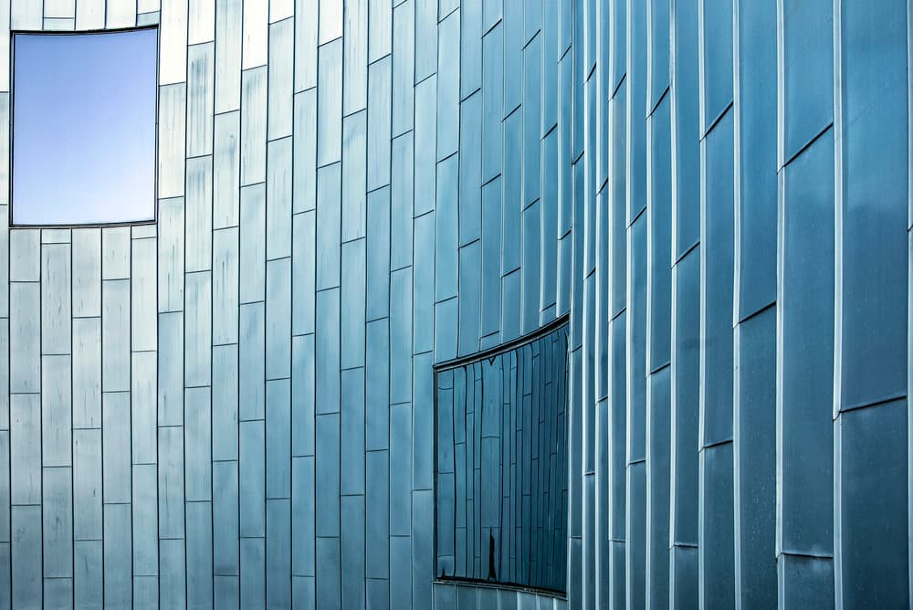 Modern Blue Facade by Linda Wride — canvas wall art