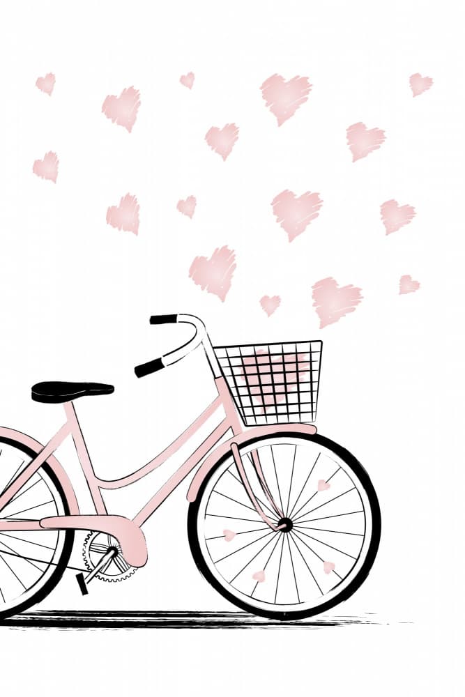 Sweet Hearts Bicycle by Martina — canvas wall art