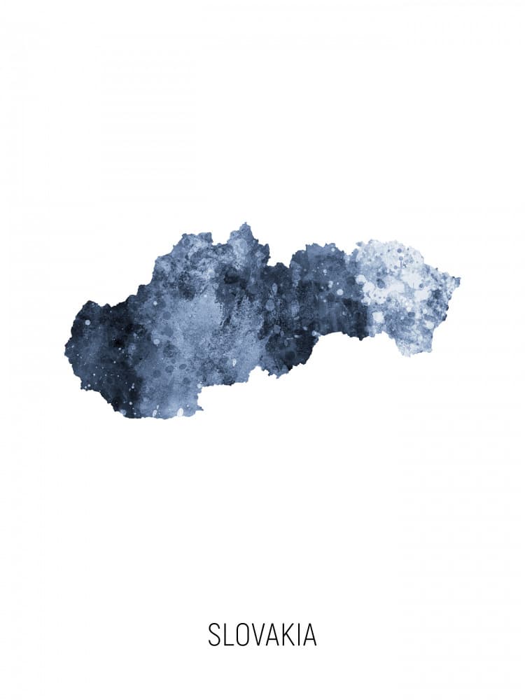 Slovakia Watercolor Map by Michael Tompsett — canvas wall art