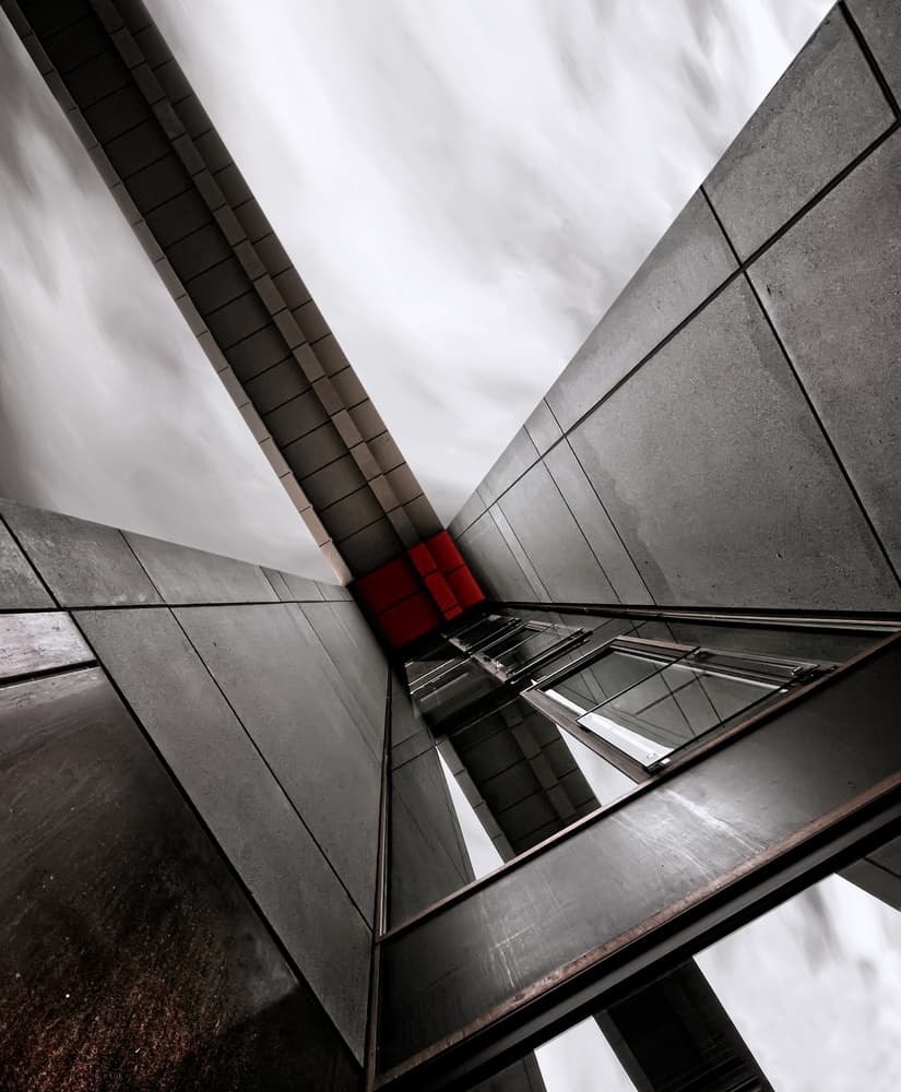 Red Accent Architecture by Tomasz Buczkowski ( Tomush ) — canvas wall art