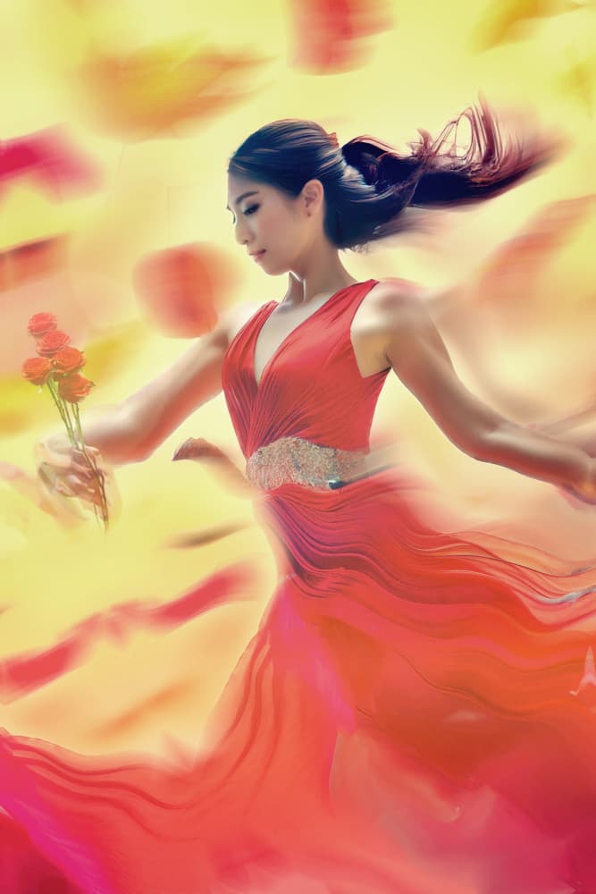 Dancing Woman Red Dress by Yasutaka Sameshima — canvas wall art