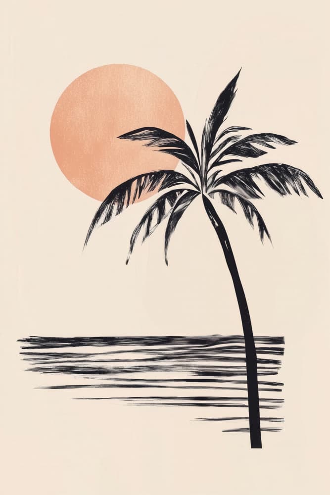 Tropical Sunset Palm by Melloi Art Prints — canvas wall art