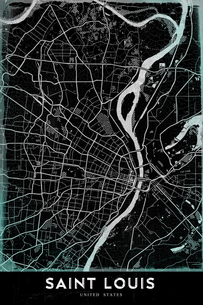 Modern Saint Louis Map by StudioSix — canvas wall art