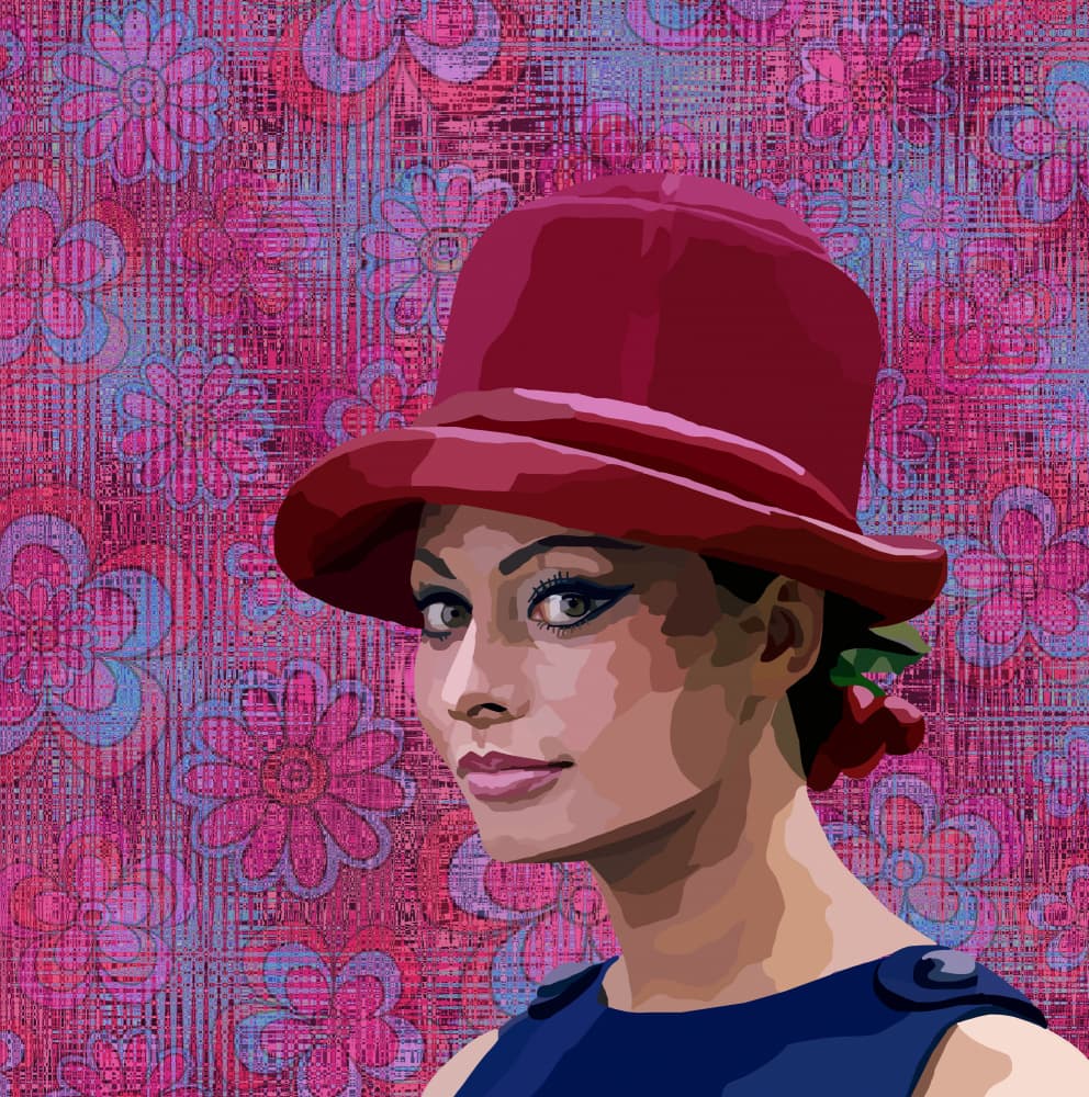 Retro Woman Red Hat by Lynnda Rakos — canvas wall art