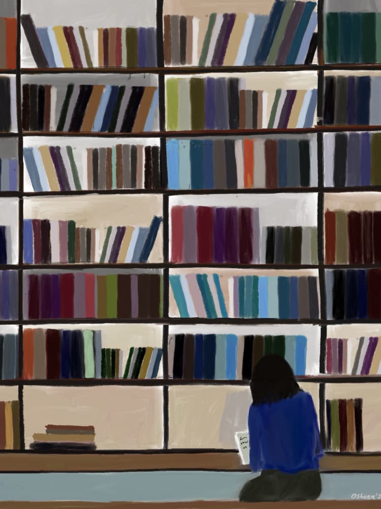 Quiet Library Reading by Osheensgallery — canvas wall art