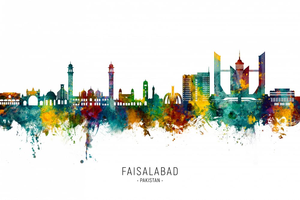 Vibrant Faisalabad Skyline by Michael Tompsett — canvas wall art
