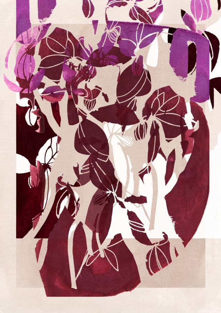 Abstract Magenta Florals by Jenja Braun — canvas wall art