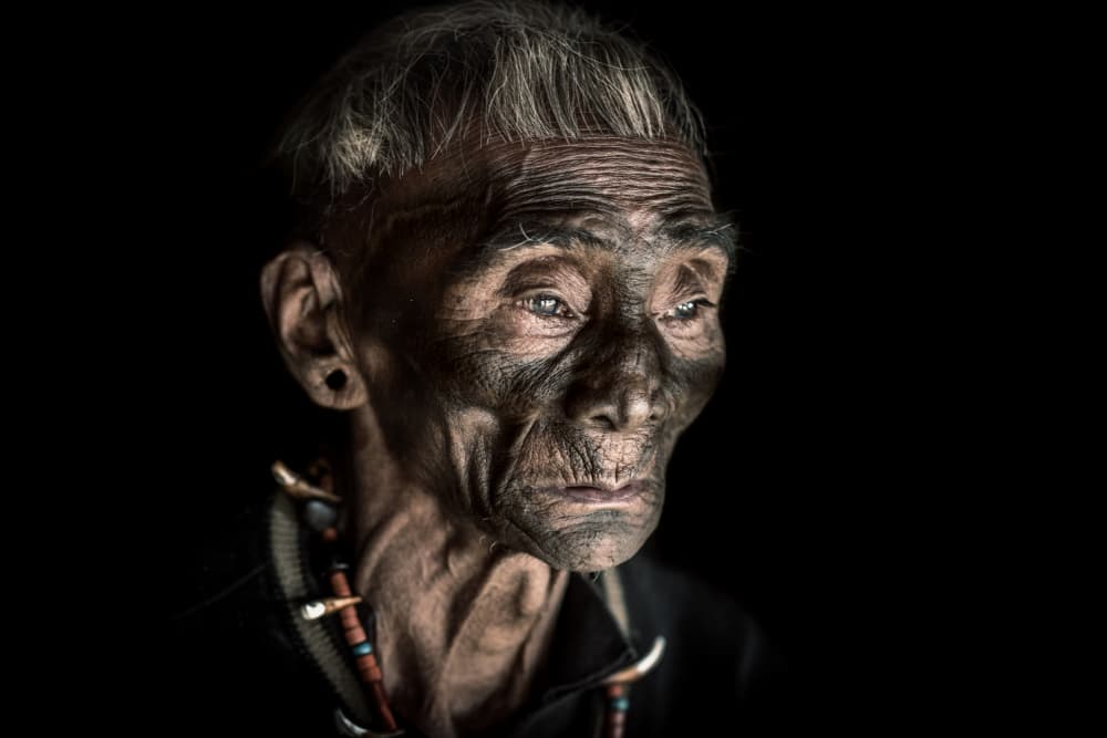 Elderly Man's Tattooed Face by Trevor Cole — canvas wall art