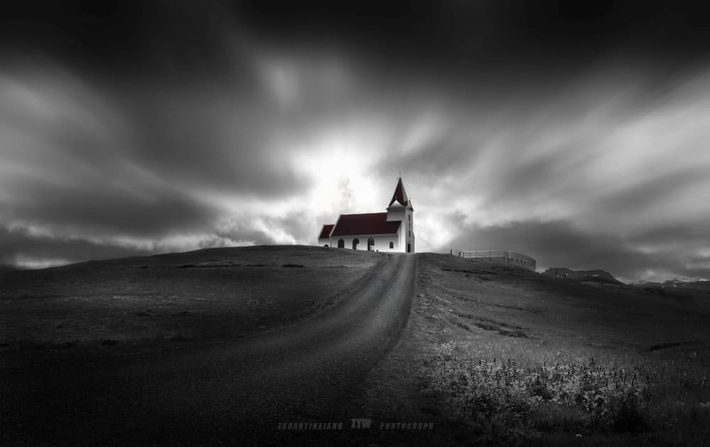 Dramatic Red Roof Church by Yuanwei Zuo APA — canvas wall art