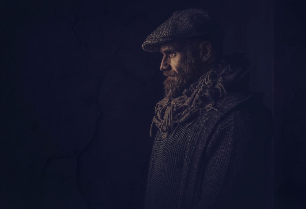 Pensive Man in Cap by gNo — canvas wall art