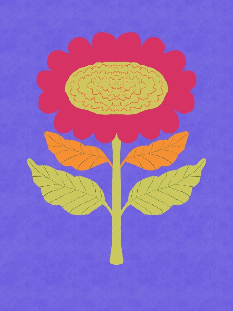 Pink Folk Flower by Aliya Putrus — canvas wall art