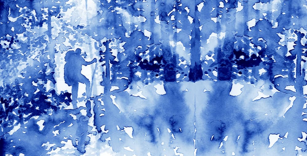 Blue Forest Hiker by RodMacIver — canvas wall art