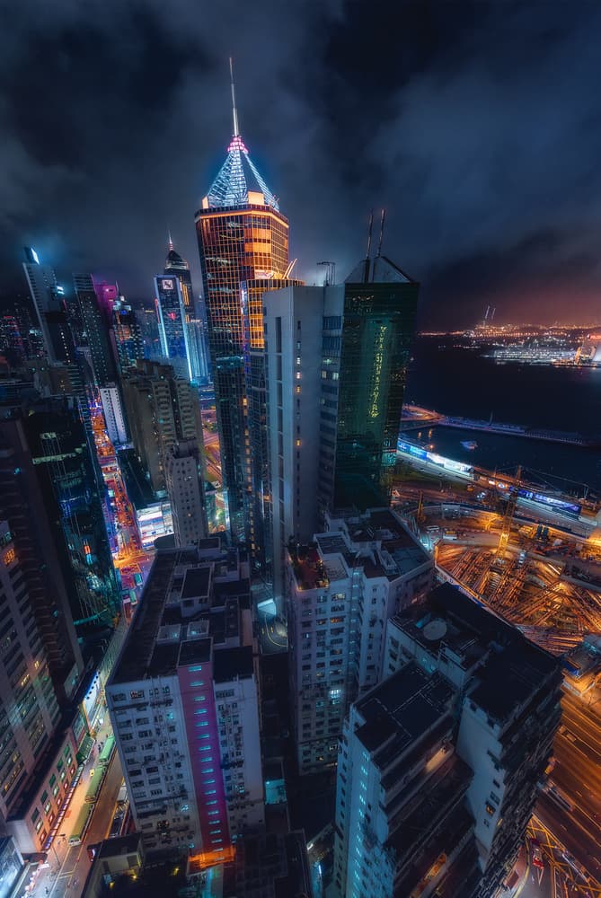 Glowing City Skyline by Javier de la Torre — canvas wall art