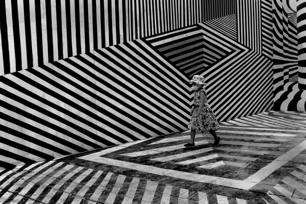 Striped World Child by Shaibal Nandi — canvas wall art