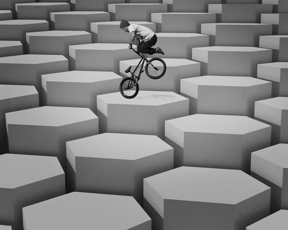 Geometric BMX Jump by Naoki Matsumura — canvas wall art
