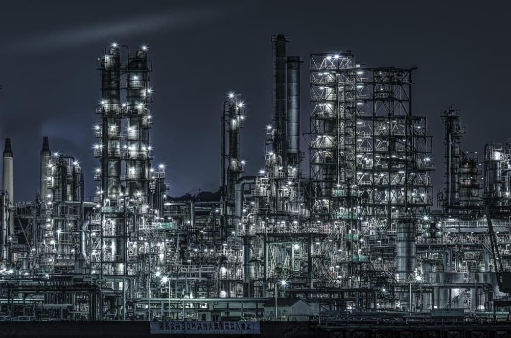 Industrial Night Lights by Tomoshi Hara — canvas wall art
