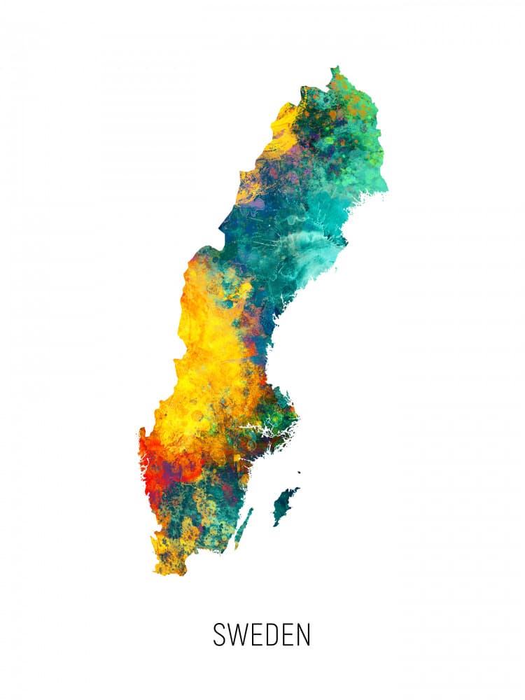 Abstract Sweden Map by Michael Tompsett — canvas wall art