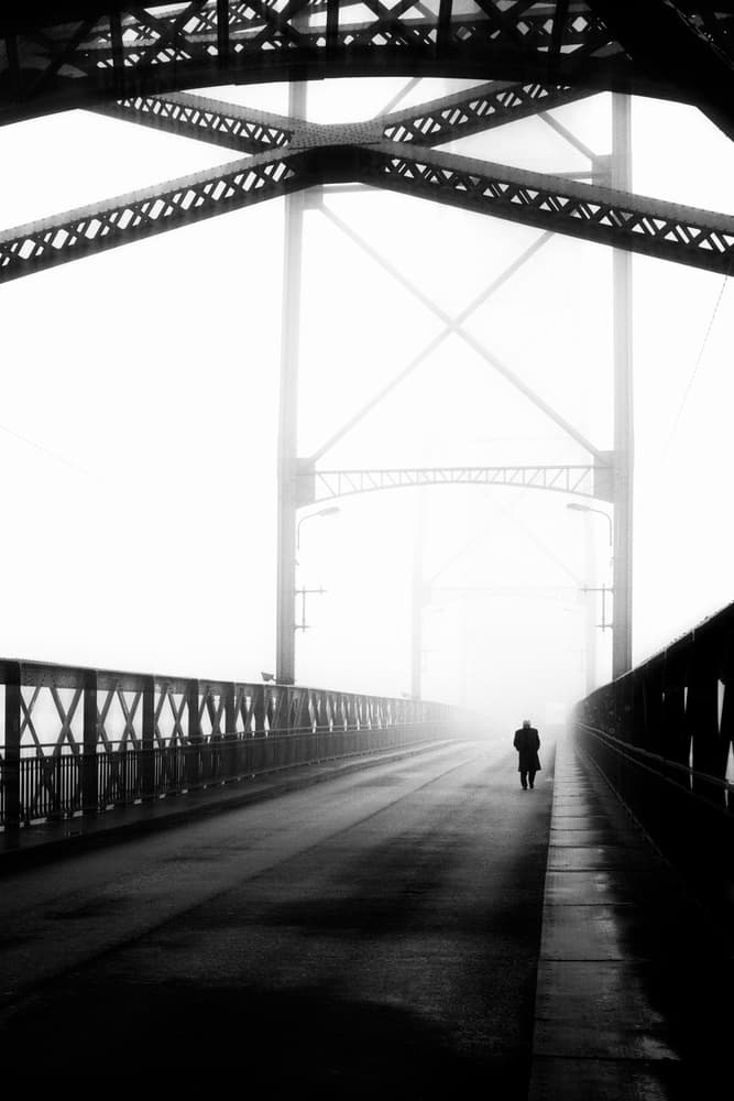 Misty Bridge Walk by Rui Correia — canvas wall art