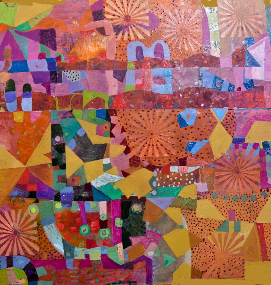 Vibrant Geometric Patchwork by Alise Loebelsohn — canvas wall art