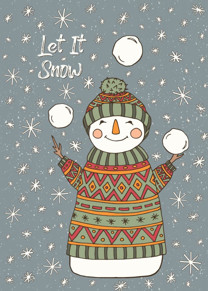 Happy Juggling Snowman by Olena Kovalova — canvas wall art