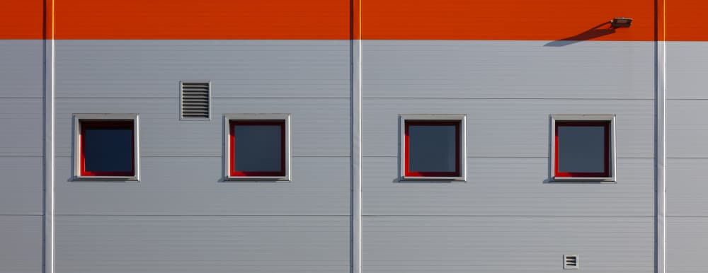 Modern Facade Orange Stripe by Peter Hrabinsky — canvas wall art