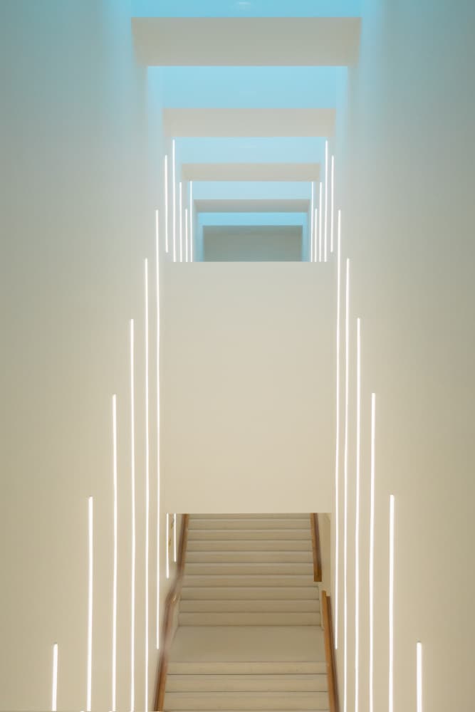 Modern Blue Staircase by Luc Vangindertael (laGrange) — canvas wall art