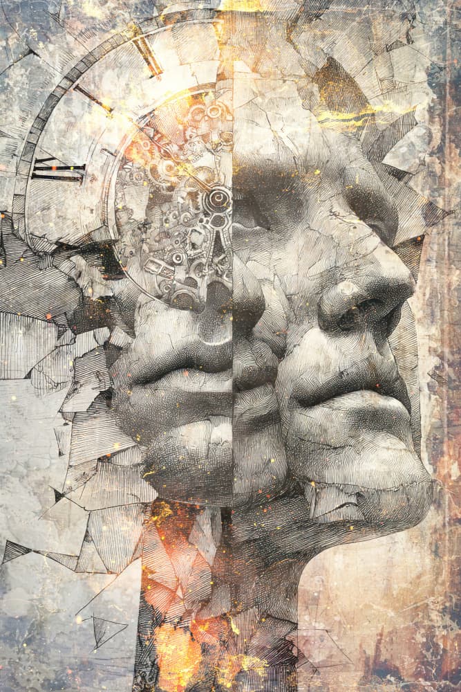 Fractured Time Head by Rafal Kulik — canvas wall art