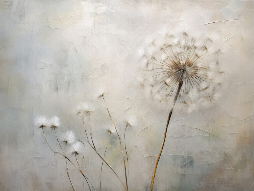 White Dandelion Wishes by Bilge Paksoylu — canvas wall art