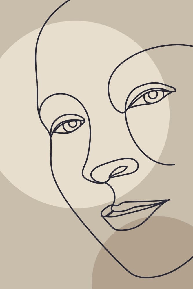 Elegant Abstract Line Face by Anna Rose — canvas wall art