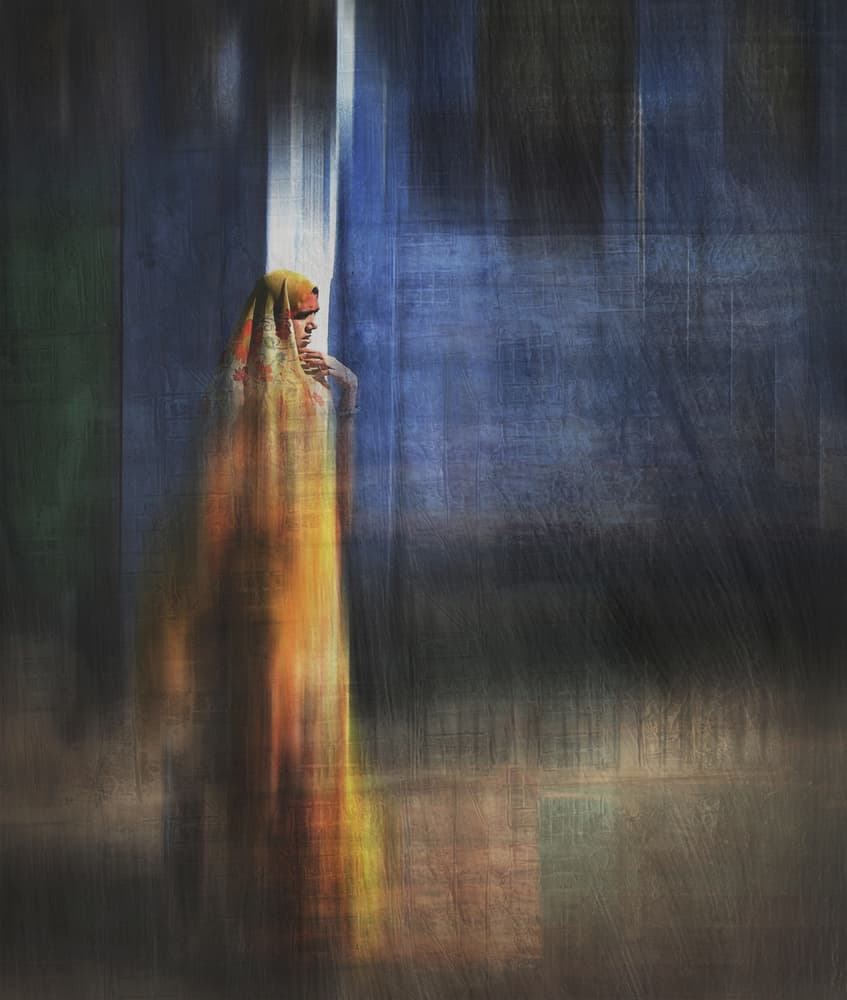 Contemplative Golden Figure by Roxana Labagnara — canvas wall art