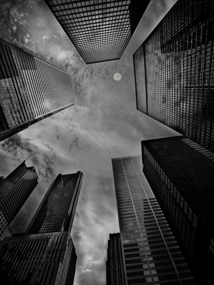 Dramatic Urban Moon by Jasmine Zhang — canvas wall art
