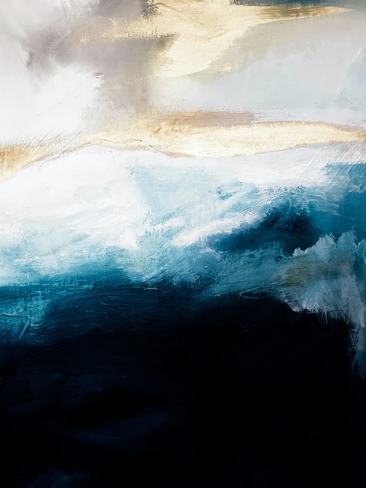 Deep Blue Gold Waves by Ejaaz Haniff — canvas wall art