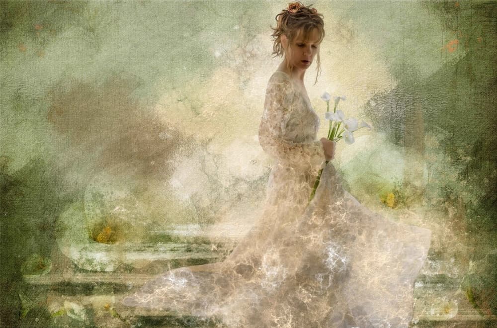 Ethereal Woman with Lilies by Charlaine Gerber — canvas wall art