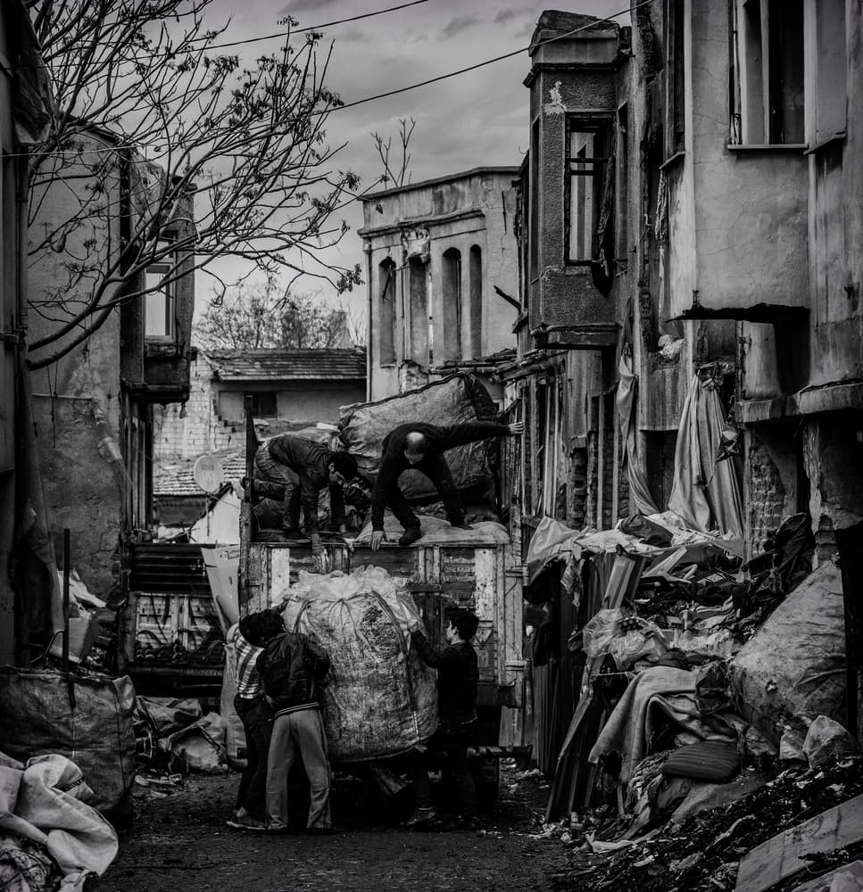 Urban Waste Collection Alley by Ömer Ates Kızıltug — canvas wall art