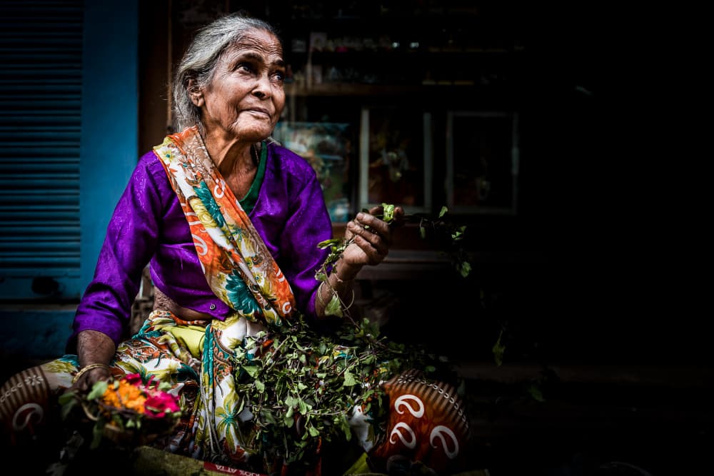 Thoughtful Woman in Sari by Gloria Staffa — canvas wall art