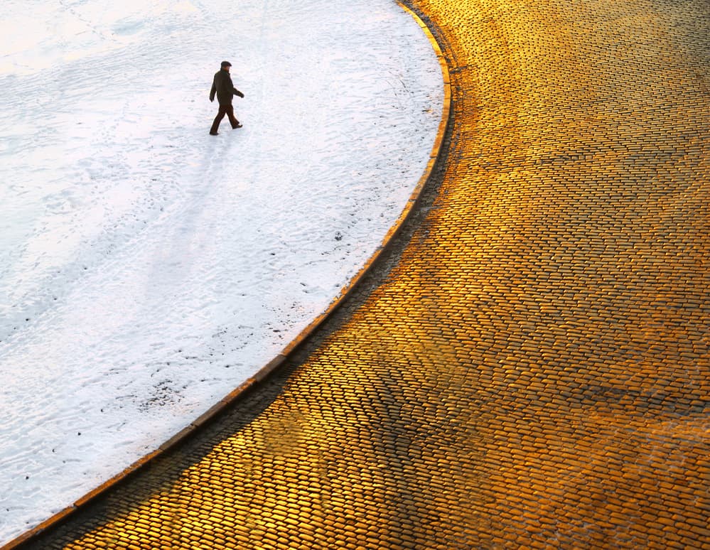 Winter Path Golden Hour by Anna Niemiec — canvas wall art