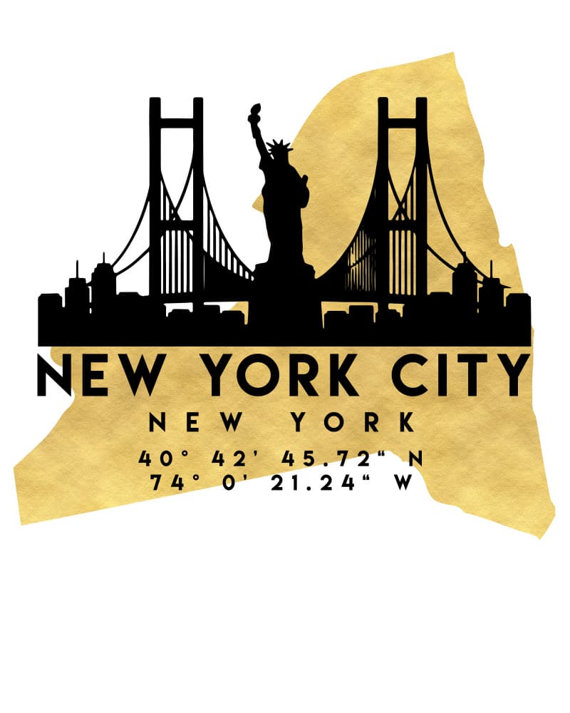 New York City Golden Skyline by Emiliano Deificus — canvas wall art