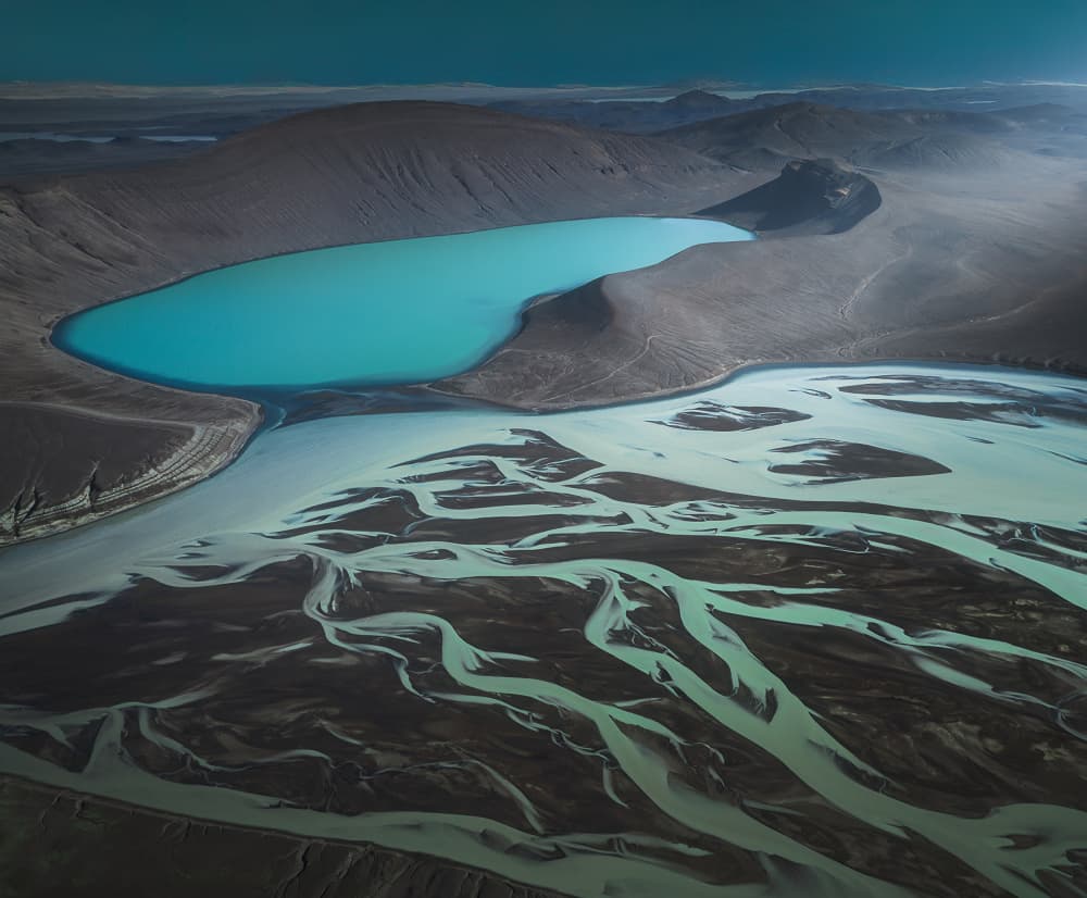 Turquoise Lake Braided River by Dawn X W — canvas wall art